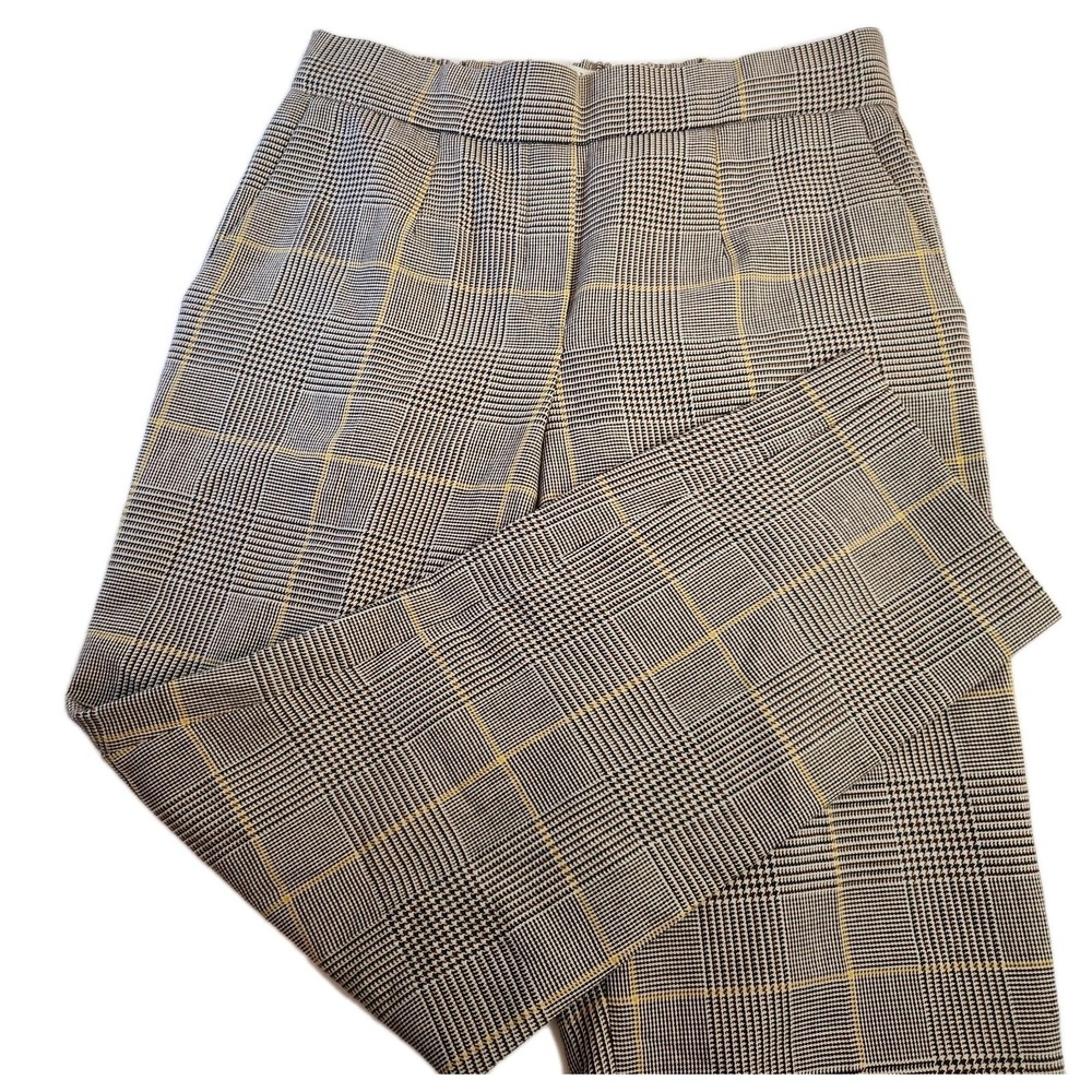Babaton Aritzia Conan Pants Womens Sz 6 Plaid Cropped Glencheck Pull On Mid Rise